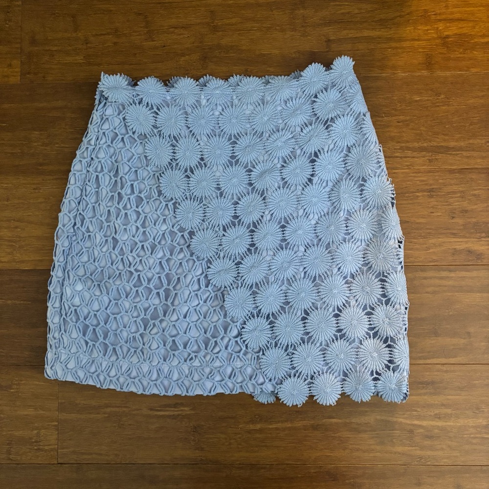Topshop Light Blue Crochet Mini Skirt